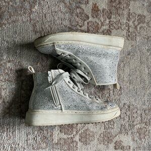 Steve Madden Silver Crystal High-Top Sneakers
